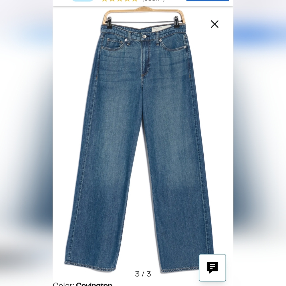 Rag & Bone Lori Mid Rise Wide Leg Jeans in Covington Wash, Size 29 NWT - Picture 5 of 13